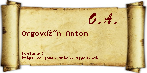 Orgován Anton névjegykártya